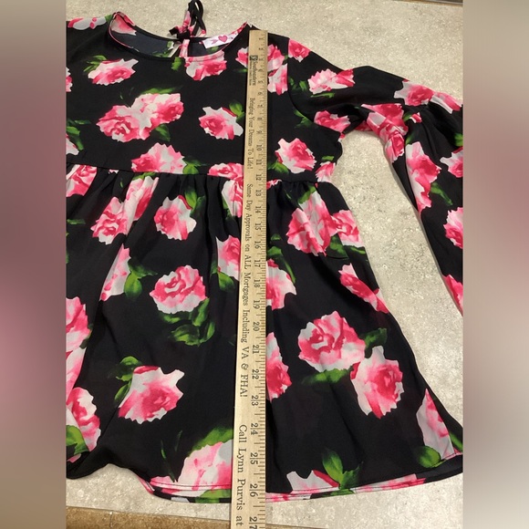 Buddy Love SZ L women’s pink floral flowy colorful bell sleeve spring roses top - Picture 8 of 11